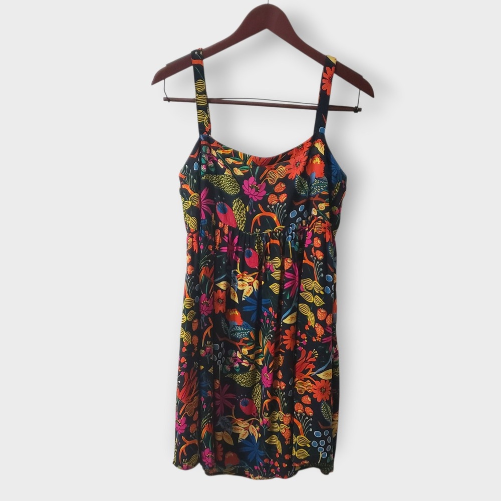 Natural Life Patti Mini Babydoll Dress Adjustable Straps Black Multi Small